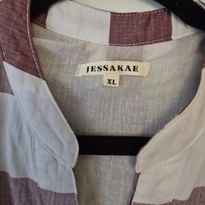 JessaKae Burgundy, Blue, And  White Checkered Dress